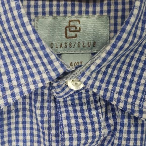 Class Club Toddler Blue Checkered Button Up shirt 4t - Picture 3 of 6